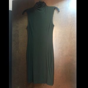 Olive Body Con Mock Neck Dress